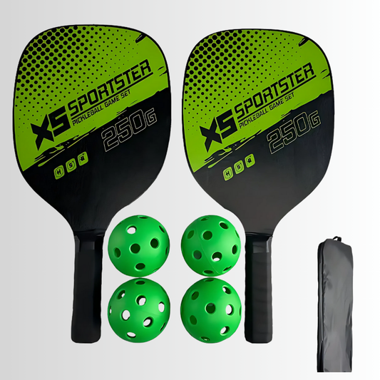 Wood Paddle Set: 2 Rackets, 4 Balls & Bag - Lightweight for Beginners