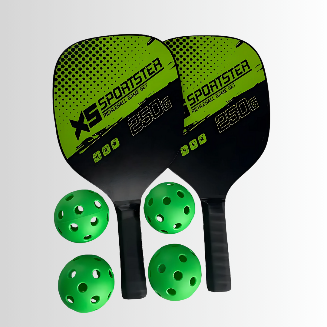 Wood Paddle Set: 2 Rackets, 4 Balls & Bag - Lightweight for Beginners
