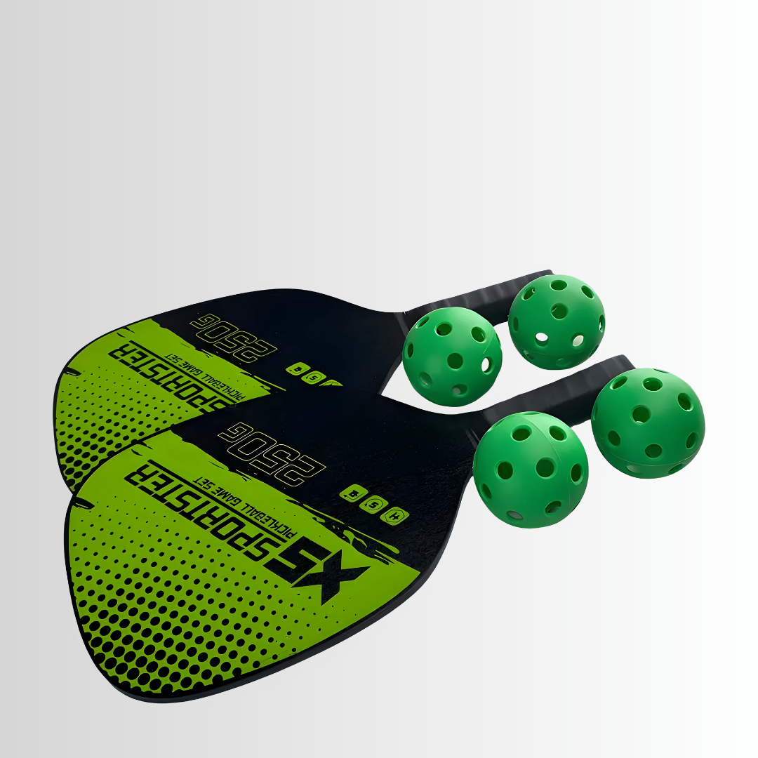 Wood Paddle Set: 2 Rackets, 4 Balls & Bag - Lightweight for Beginners