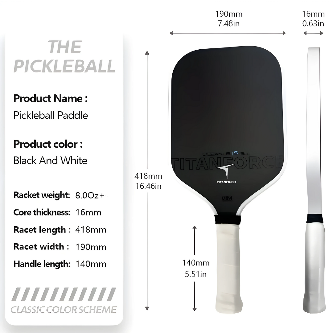 Professional-Grade T800 Carbon Fiber Paddle: 16mm Core for Elite Spin & Control