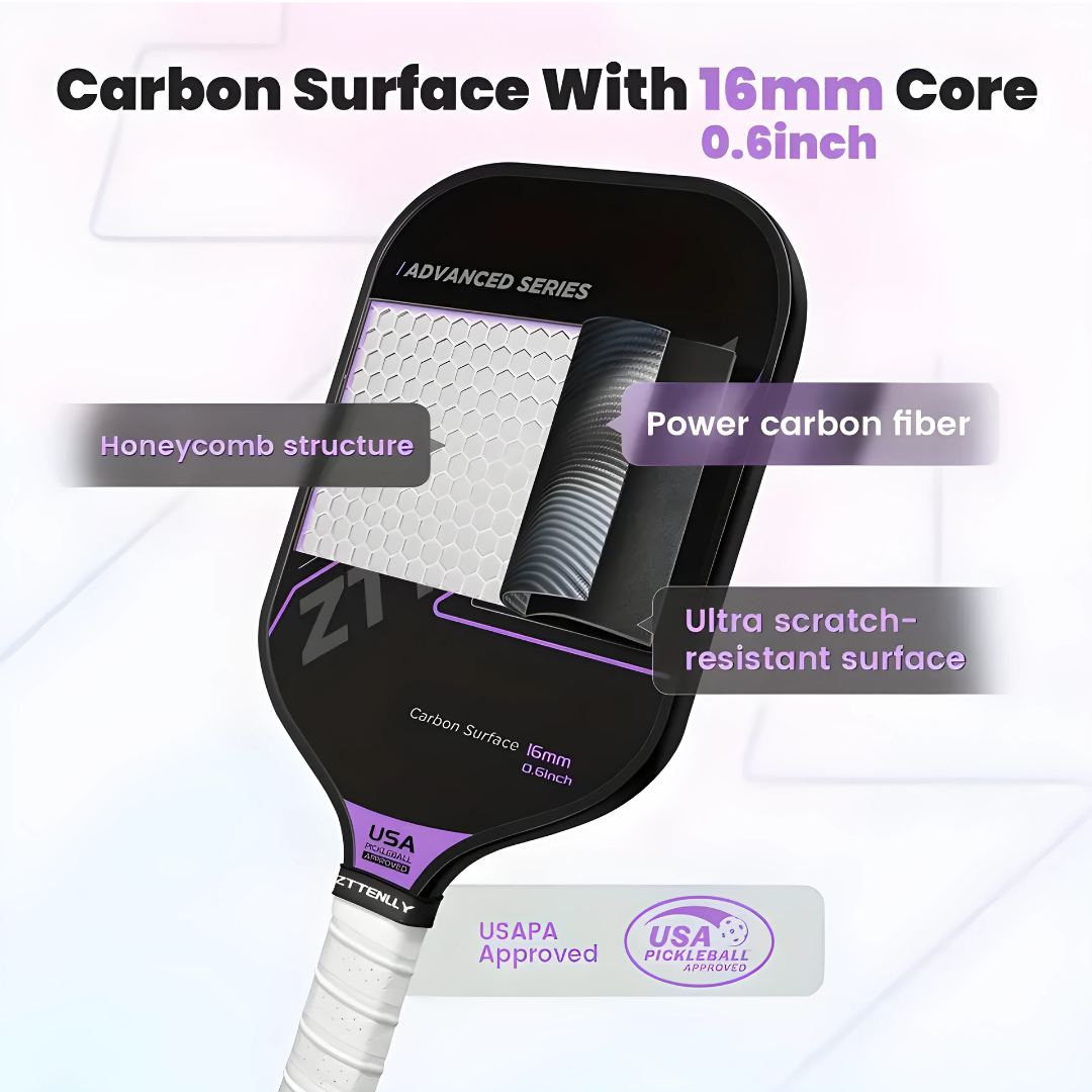 Tournament-Certified Performance Paddle: T300 Carbon Fiber & 16mm Core for Elite Control