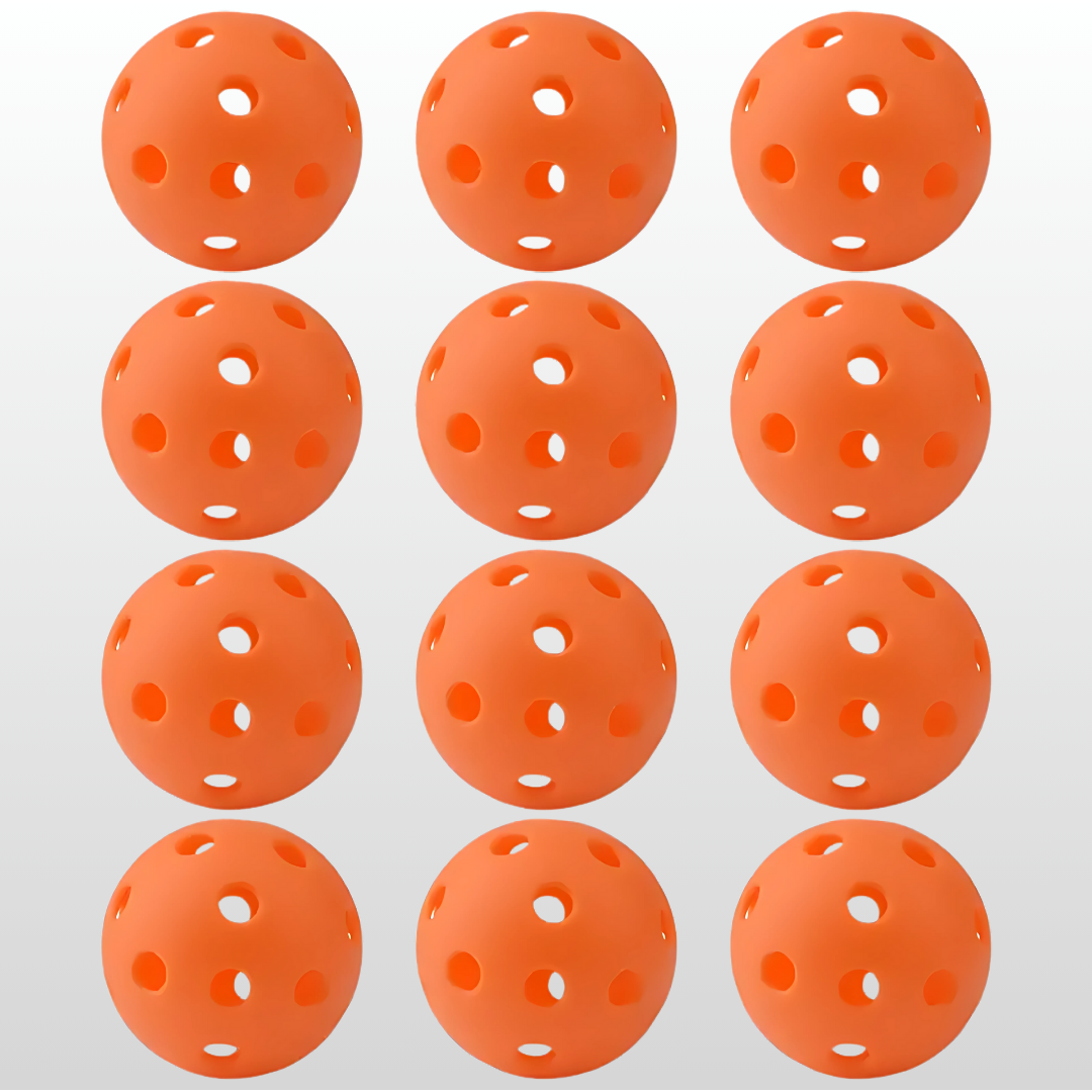 Pro 12-Pack Outdoor Pickleballs - 40H Wind-Resistant PE w/ Mesh Bag