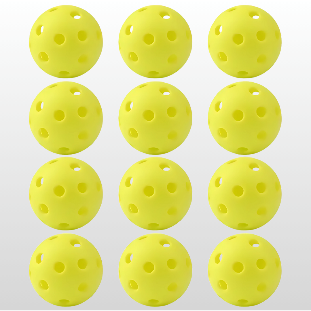 Pro 12-Pack Outdoor Pickleballs - 40H Wind-Resistant PE w/ Mesh Bag