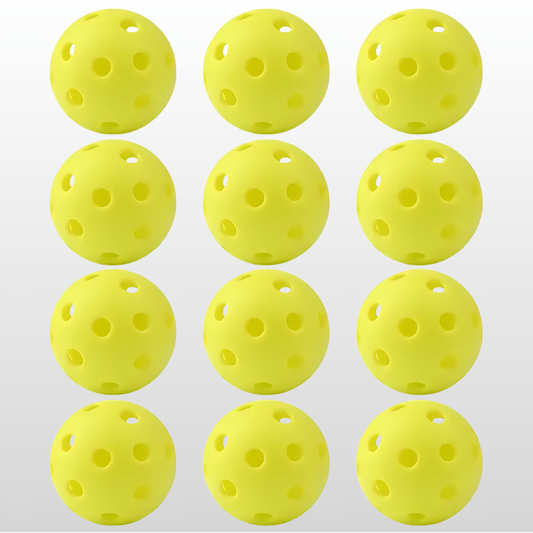 Pro 12-Pack Outdoor Pickleballs - 40H Wind-Resistant PE w/ Mesh Bag