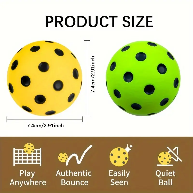 Quiet Pickleball Balls, Soft and Durable, for Indoor or Outdoor Practice