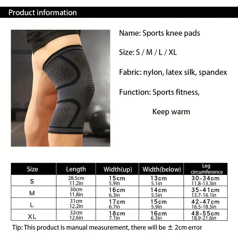 2pcs Anti-Slip Elastic Knee Brace Compression Sleeves