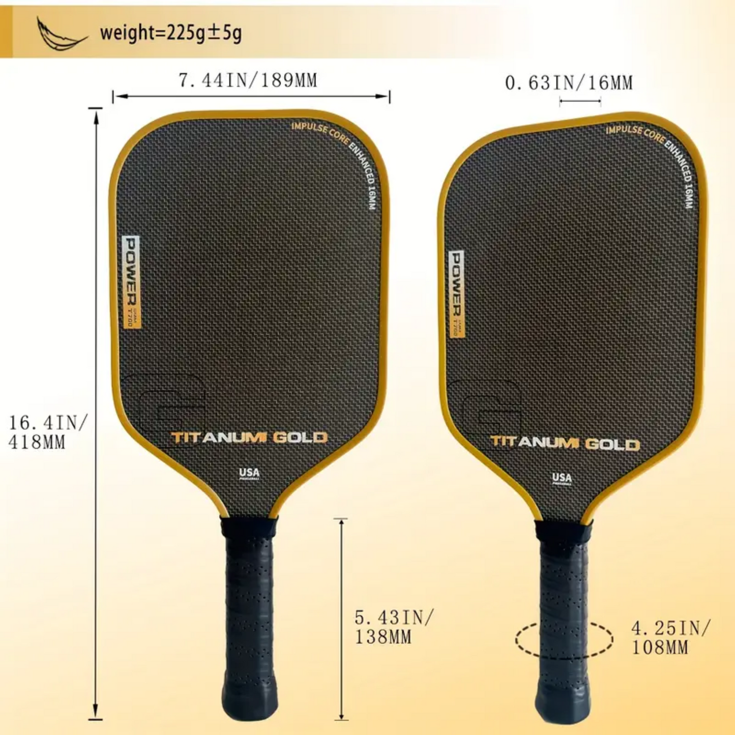 Titanium Wire Mixed T700 Carbon Fiber Professional Pickleball Paddle