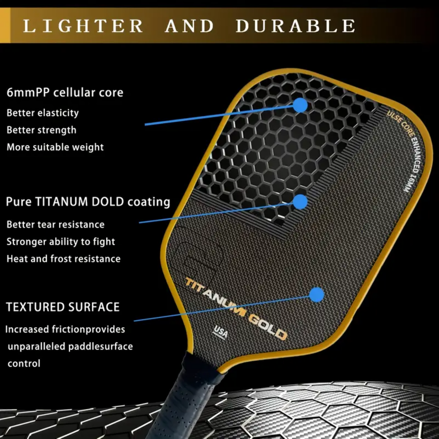 Titanium Wire Mixed T700 Carbon Fiber Professional Pickleball Paddle