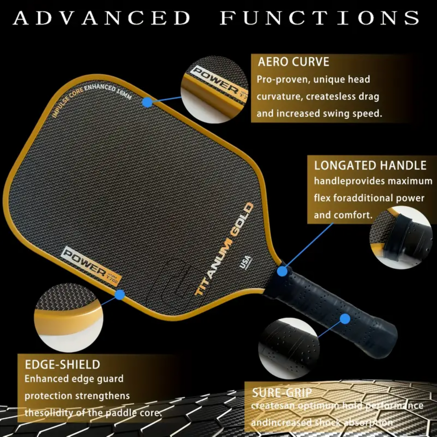 Titanium Wire Mixed T700 Carbon Fiber Professional Pickleball Paddle