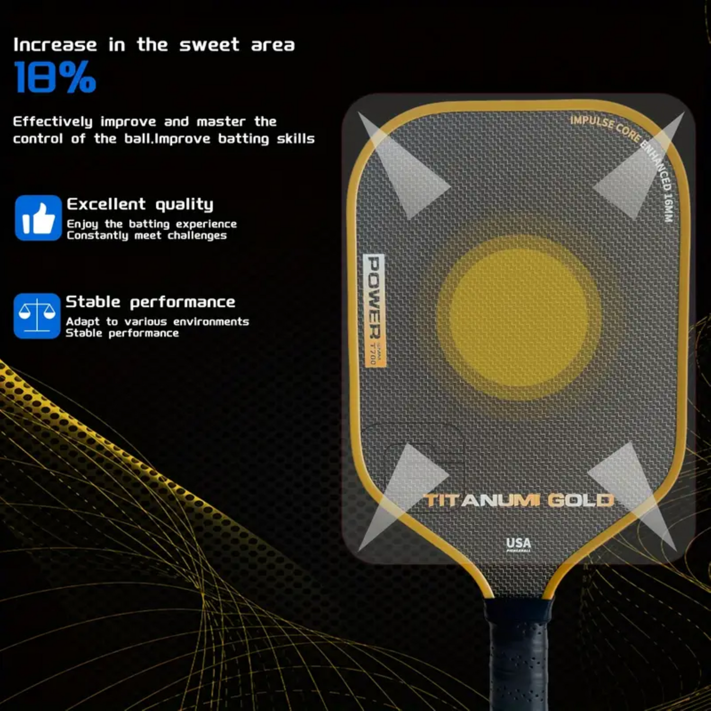 Titanium Wire Mixed T700 Carbon Fiber Professional Pickleball Paddle