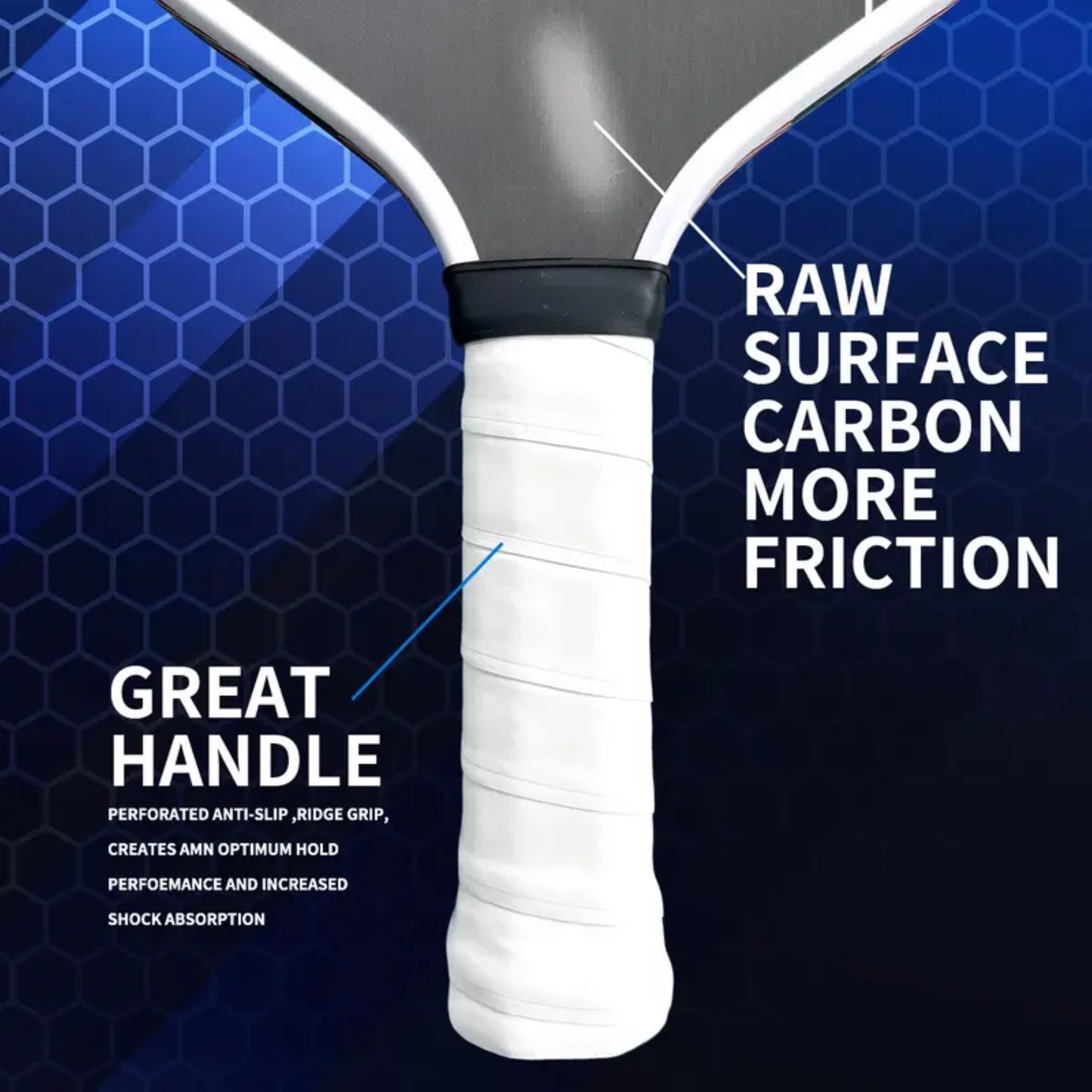 Pro 16mm Honeycomb Paddle - Textured Carbon Surface for Ultimate Spin & Control