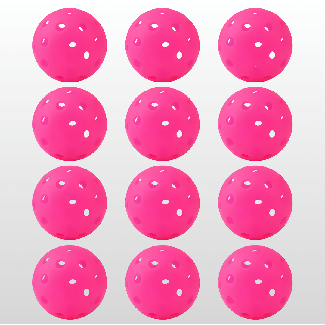 Pro 12-Pack Outdoor Pickleballs - 40H Wind-Resistant PE w/ Mesh Bag