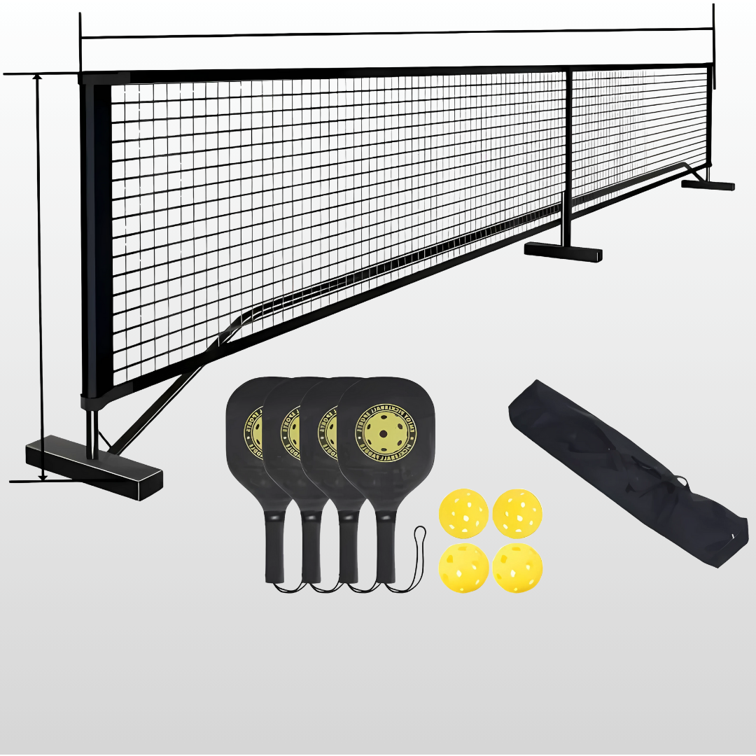 22ft Portable Pickleball Set: Net + 4 Paddles/Balls & Bag