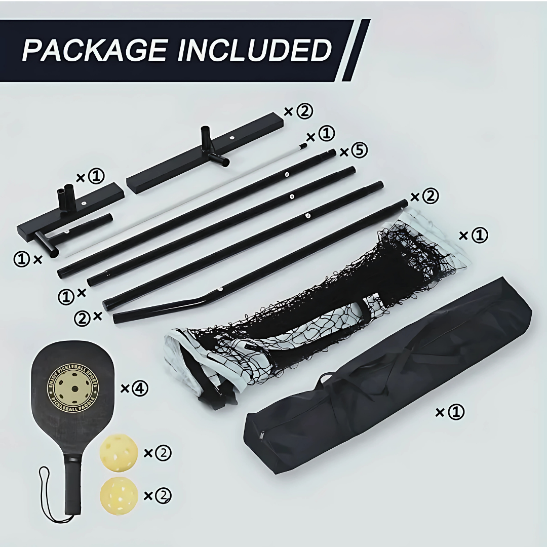 22ft Portable Pickleball Set: Net + 4 Paddles/Balls & Bag