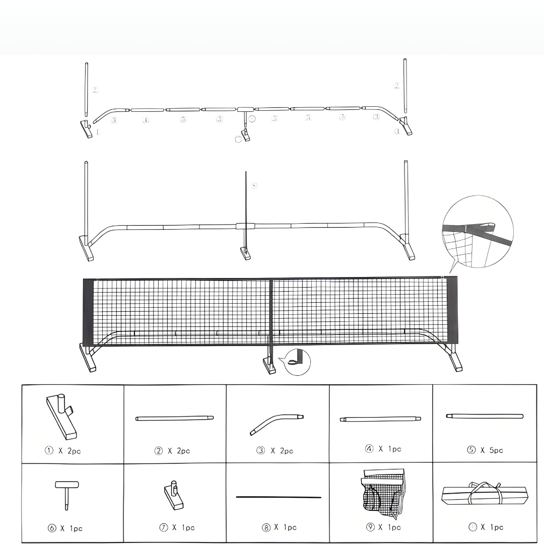 22ft Portable Pickleball Set: Net + 4 Paddles/Balls & Bag