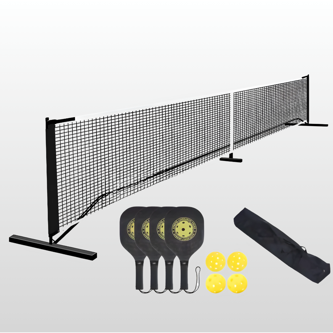 22ft Portable Pickleball Set: Net + 4 Paddles/Balls & Bag