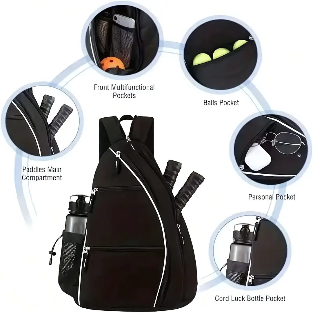 Pro Organizer Pickleball Bag – Padded Compartment, Hydration Pocket & Adjustable Strap
