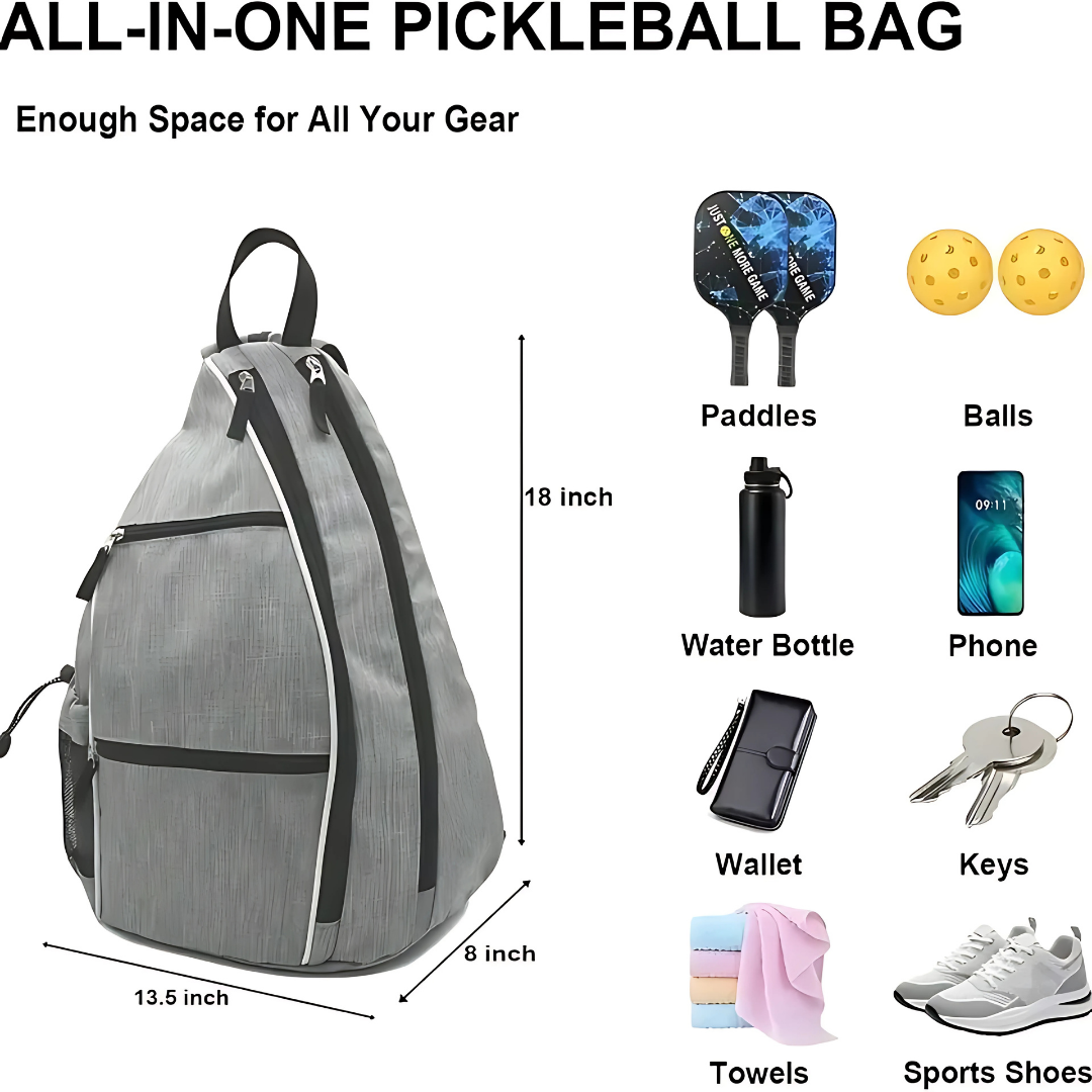 Pro Organizer Pickleball Bag – Padded Compartment, Hydration Pocket & Adjustable Strap
