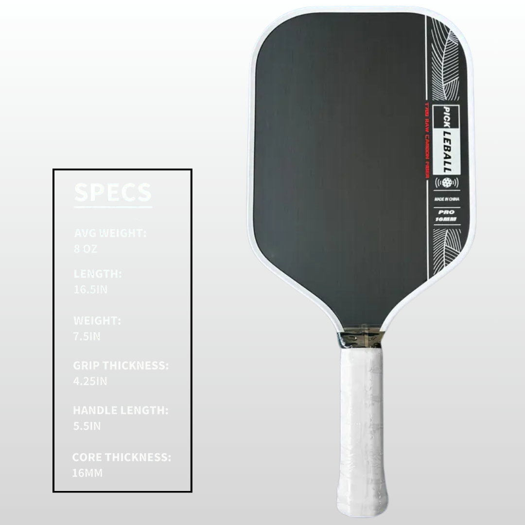 Pro 16mm Honeycomb Paddle - Textured Carbon Surface for Ultimate Spin & Control