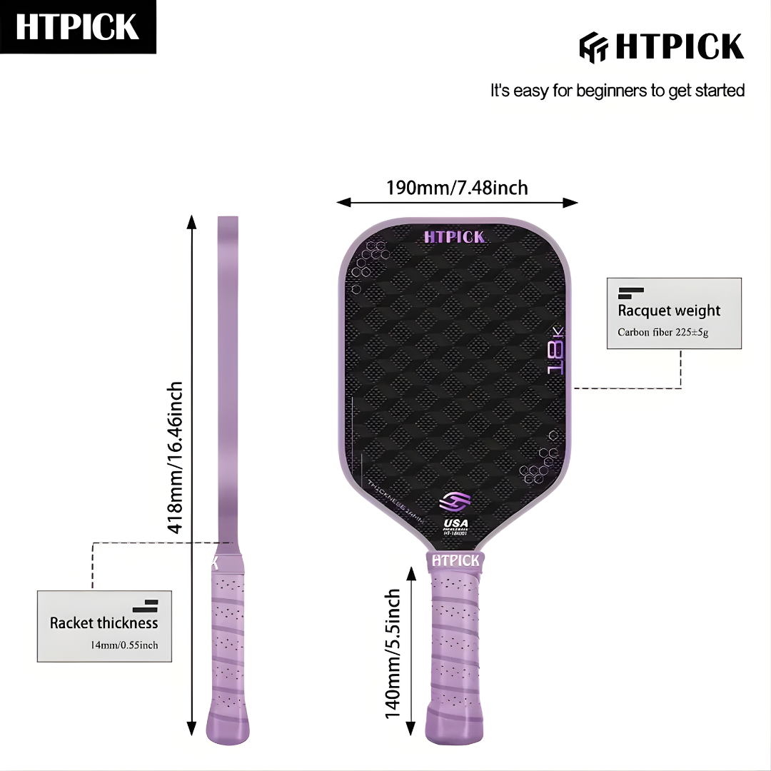 HTPICK USAPA Approved High Quality - Electric Surface Technology Cloth Pattern Enhanced Strength and Feel Pickleball Racket