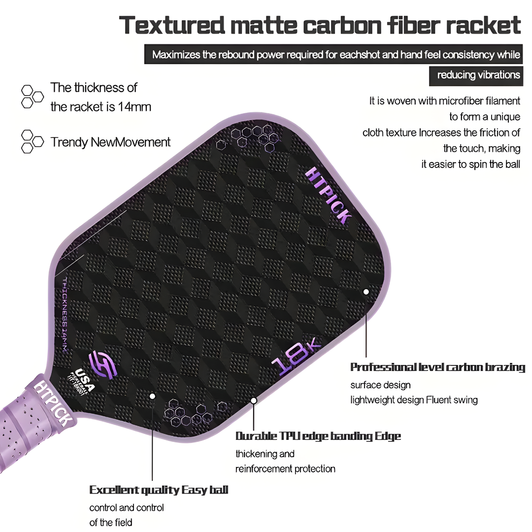 HTPICK USAPA Approved High Quality - Electric Surface Technology Cloth Pattern Enhanced Strength and Feel Pickleball Racket