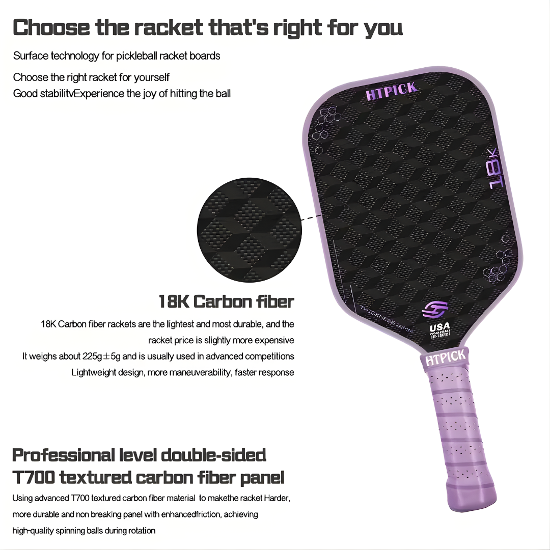 HTPICK USAPA Approved High Quality - Electric Surface Technology Cloth Pattern Enhanced Strength and Feel Pickleball Racket