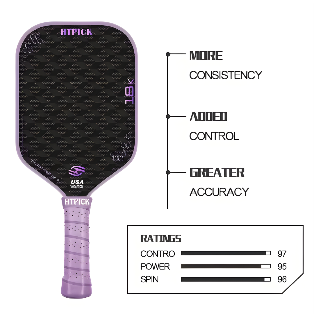 HTPICK USAPA Approved High Quality - Electric Surface Technology Cloth Pattern Enhanced Strength and Feel Pickleball Racket
