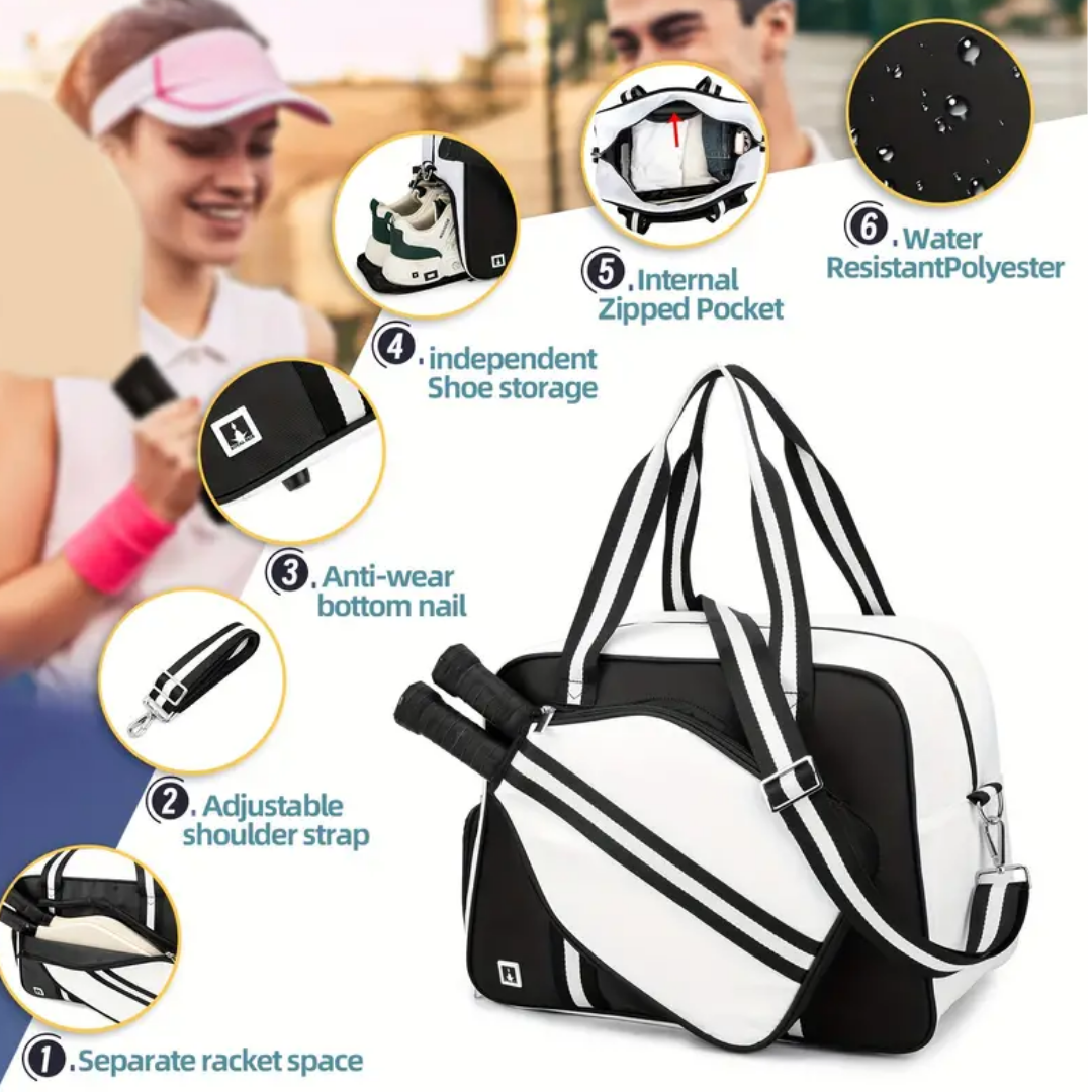 Tournament-Ready Pickleball Bag: Dual-Zone Storage & Ergonomic Shoulder Strap