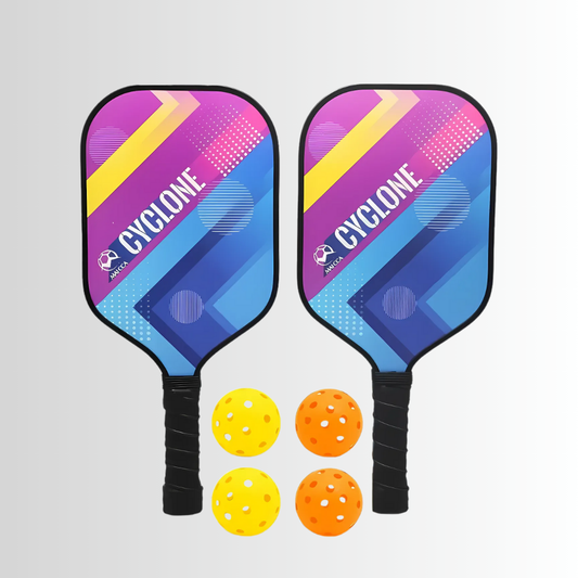 Fiberglass Pickleball Set: 2 Paddles, 4 Balls & Carry Bag