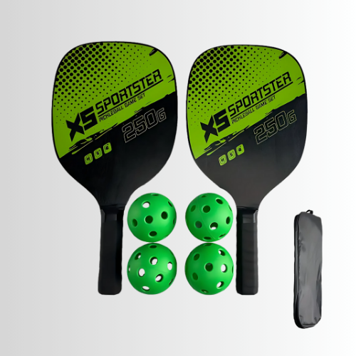 Wood Paddle Set: 2 Rackets, 4 Balls & Bag - Lightweight for Beginners
