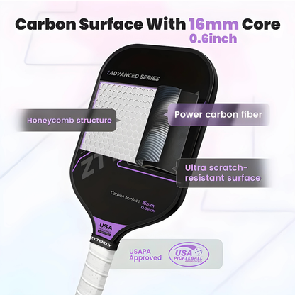 Tournament-Certified Performance Paddle: T300 Carbon Fiber & 16mm Core for Elite Control