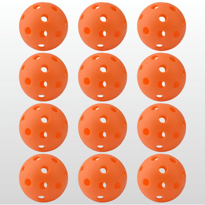 Pro 12-Pack Outdoor Pickleballs - 40H Wind-Resistant PE w/ Mesh Bag