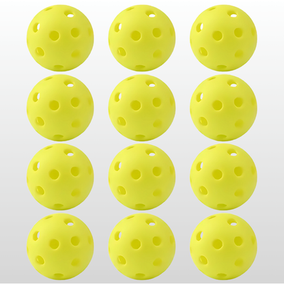 Pro 12-Pack Outdoor Pickleballs - 40H Wind-Resistant PE w/ Mesh Bag