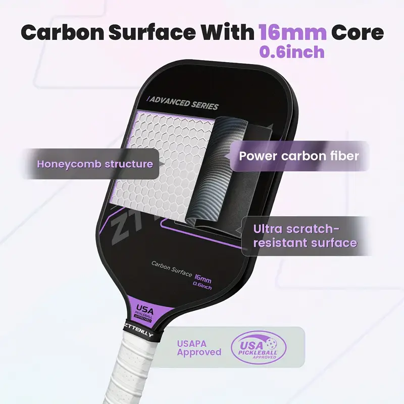 Tournament-Certified Performance Paddle: T300 Carbon Fiber & 16mm Core for Elite Control