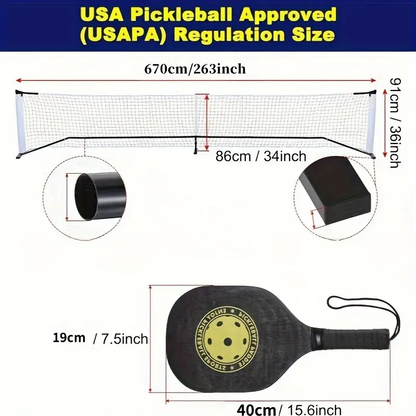 22ft Portable Pickleball Net Set with 4 Paddles, 4 Balls & Carrying Bag, Australia Pickleball