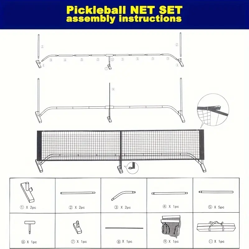 22ft Portable Pickleball Net Set with 4 Paddles, 4 Balls & Carrying Bag, Australia Pickleball