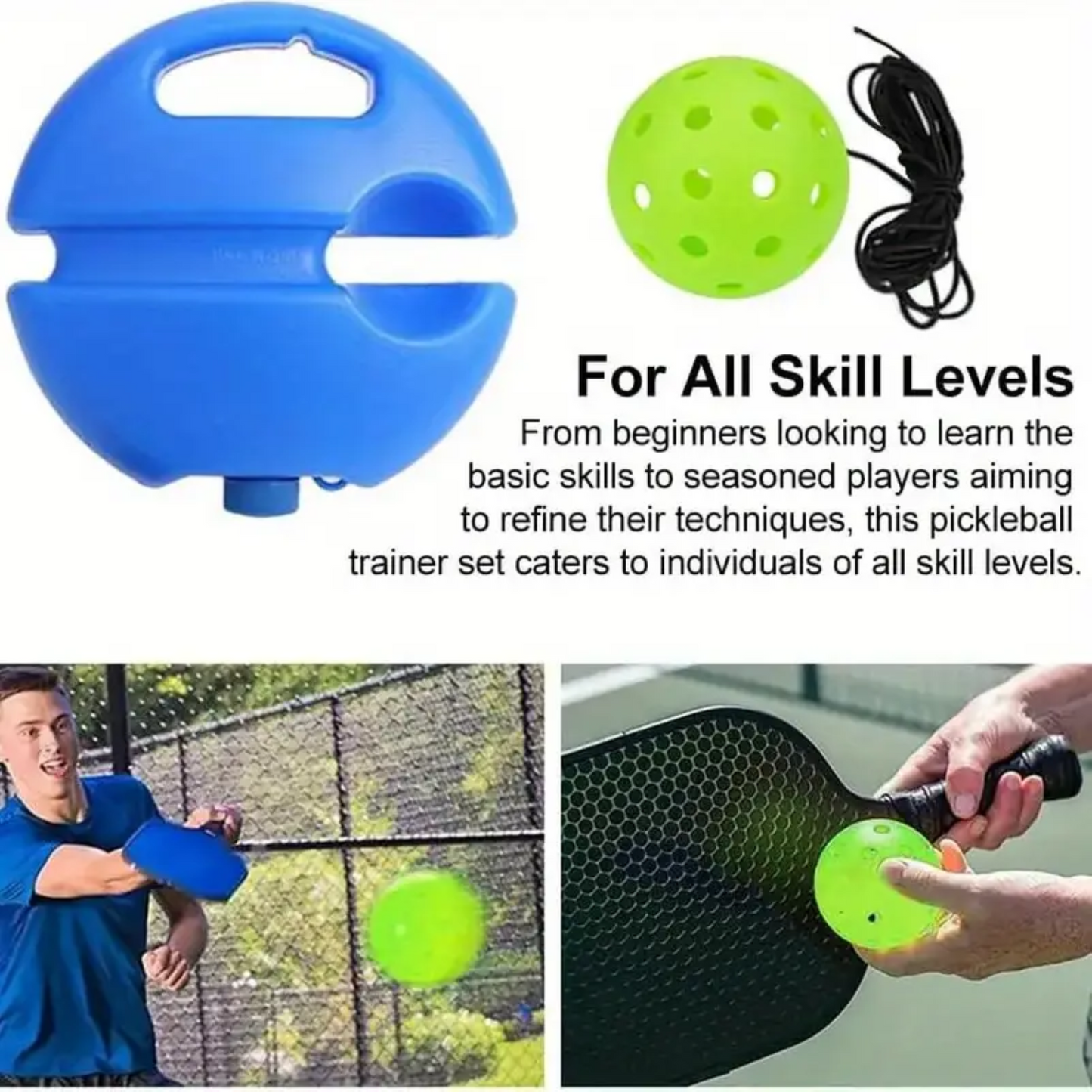 High-Elasticity ABS Pickleball Rebound Trainer - Solo Practice Ball for Indoor/Outdoor, Beginner-Friendly