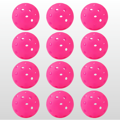 Pro 12-Pack Outdoor Pickleballs - 40H Wind-Resistant PE w/ Mesh Bag