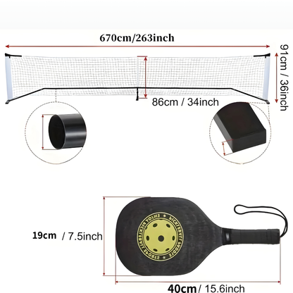 22ft Portable Pickleball Set: Net + 4 Paddles/Balls & Bag