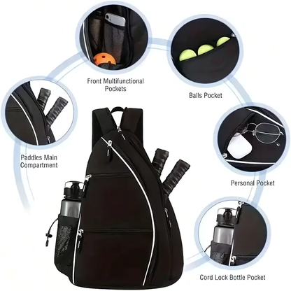 Pro Organizer Pickleball Bag – Padded Compartment, Hydration Pocket & Adjustable Strap