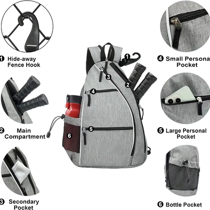 Pro Organizer Pickleball Bag – Padded Compartment, Hydration Pocket & Adjustable Strap