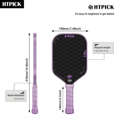 HTPICK USAPA Approved High Quality - Electric Surface Technology Cloth Pattern Enhanced Strength and Feel Pickleball Racket