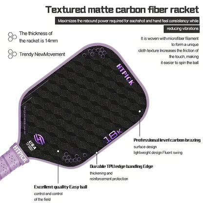 HTPICK USAPA Approved High Quality - Electric Surface Technology Cloth Pattern Enhanced Strength and Feel Pickleball Racket